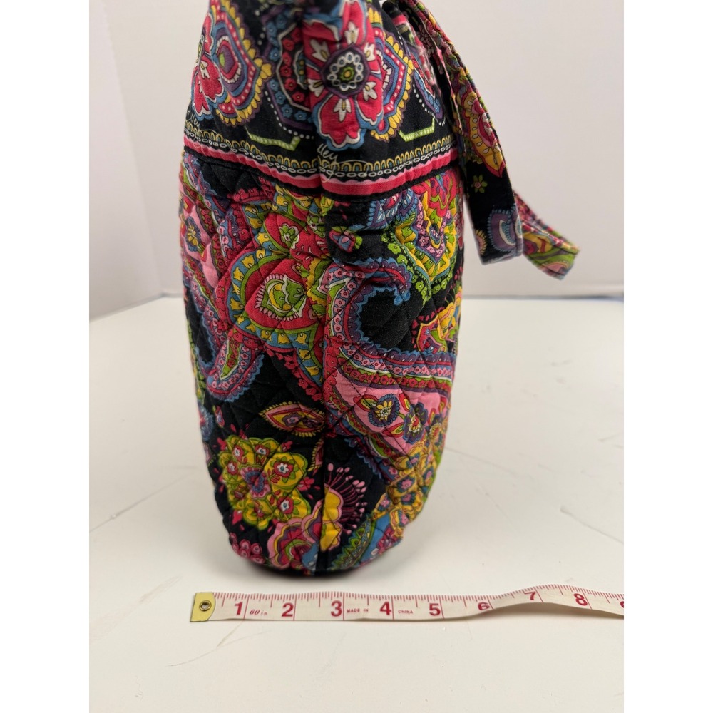 Vera Bradley Symphony in Hue Retired Mid Size Tote Bag Black Floral Shoulder Bag - Picture 8 of 12